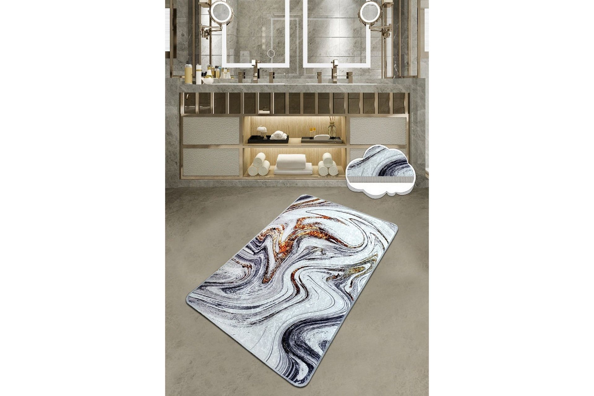 Parinka Baderomsmatte 80x100 cm Rund - Flerfarget