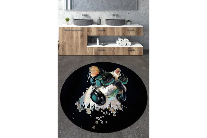 Pariti Baderomsmatte 80 cm Rund, Flerfarget