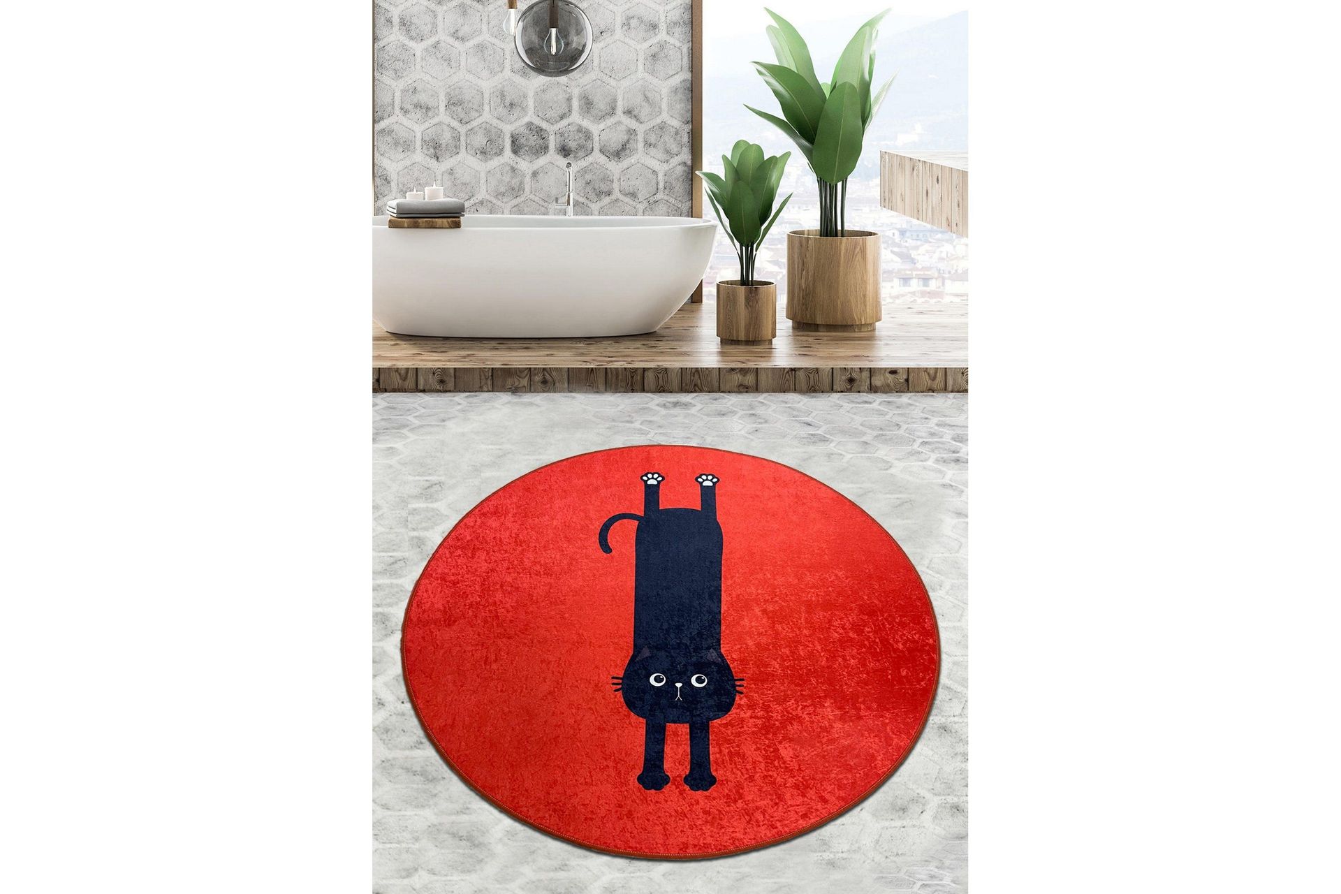 Parkesh Baderomsmatte 100 cm Rund - Flerfarget
