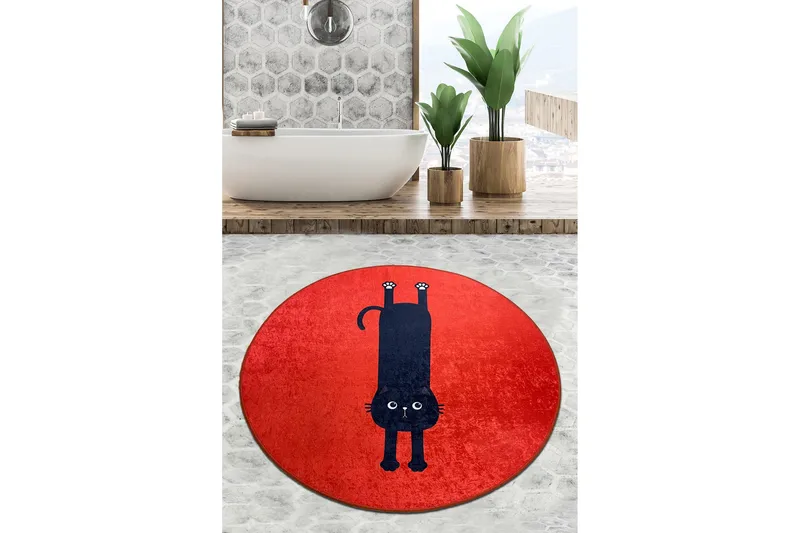 Parkesh Baderomsmatte 80 cm Rund, Flerfarget