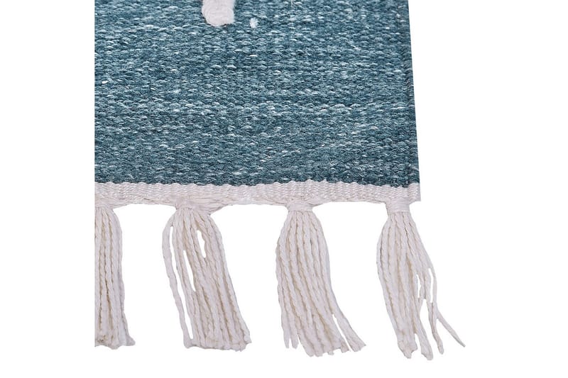 Flatvevd Yavu - Blå, Hvit, 80x150 cm - Tekstiler - Tepper & Matter - Utendørstepper