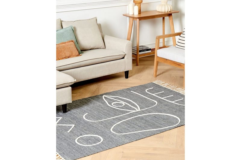 Flatvevd Yavu - Grå, hvit, 140x200 cm - Tekstiler - Tepper & Matter - Utendørstepper