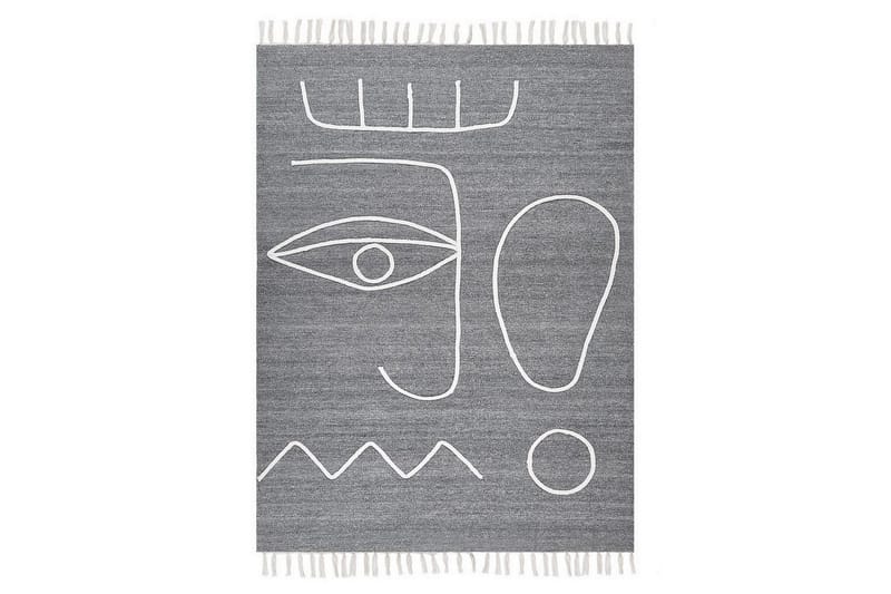 Flatvevd Yavu - Grå, hvit, 140x200 cm - Tekstiler - Tepper & Matter - Utendørstepper