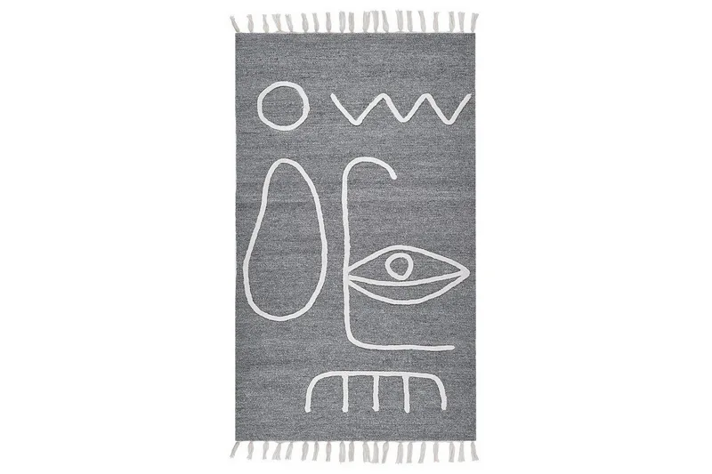 Flatvevd Yavu - Grå, hvit, 80x150 cm - Tekstiler - Tepper & Matter - Utendørstepper