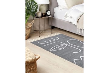 Flatvevd Yavu - Grå, hvit, 80x150 cm - Tekstiler - Tepper & Matter - Utendørstepper - Balkongmatte