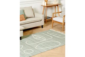 Flatvevd Yavu - Grønn, hvit, 140x200 cm - Tekstiler - Tepper & Matter - Utendørstepper - Balkongmatte