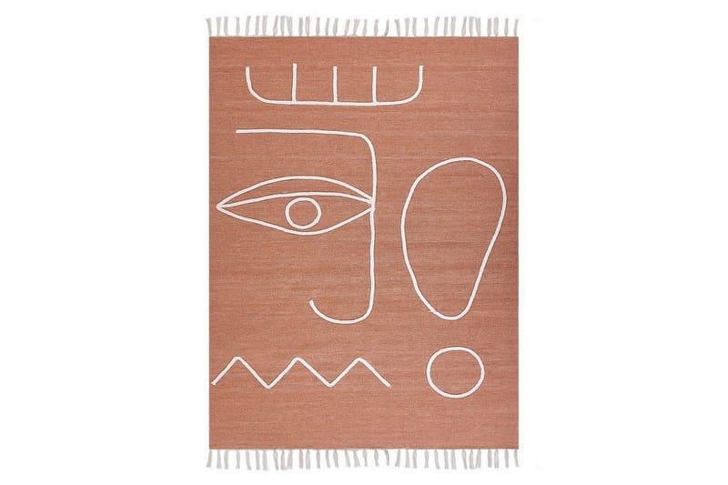 Flatvevd Yavu, Rød, Hvit, 140x200 cm