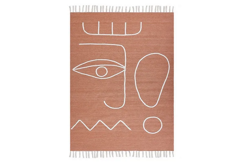 Flatvevd Yavu - Rød, Hvit, 140x200 cm - Tekstiler - Tepper & Matter - Utendørstepper