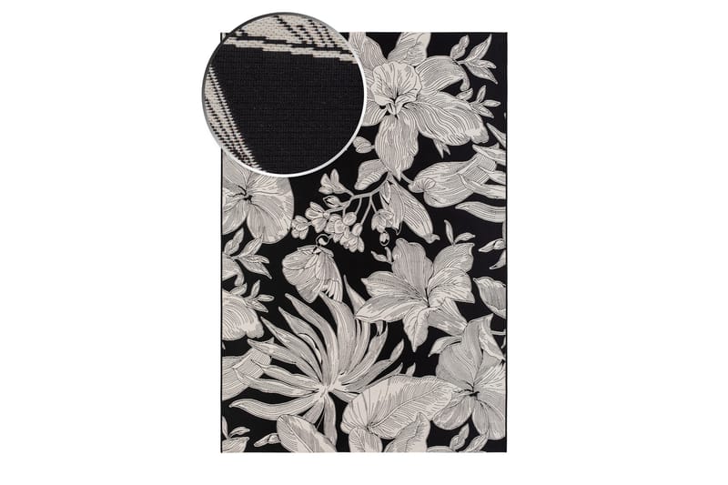 Domani Flower Flatvevd Matte 160x230 cm - Svart - Tekstiler - Tepper & Matter - Flatvevde tepper