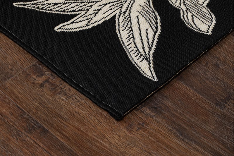 Domani Flower Flatvevd Matte 160x230 cm - Svart - Tekstiler - Tepper & Matter - Flatvevde tepper