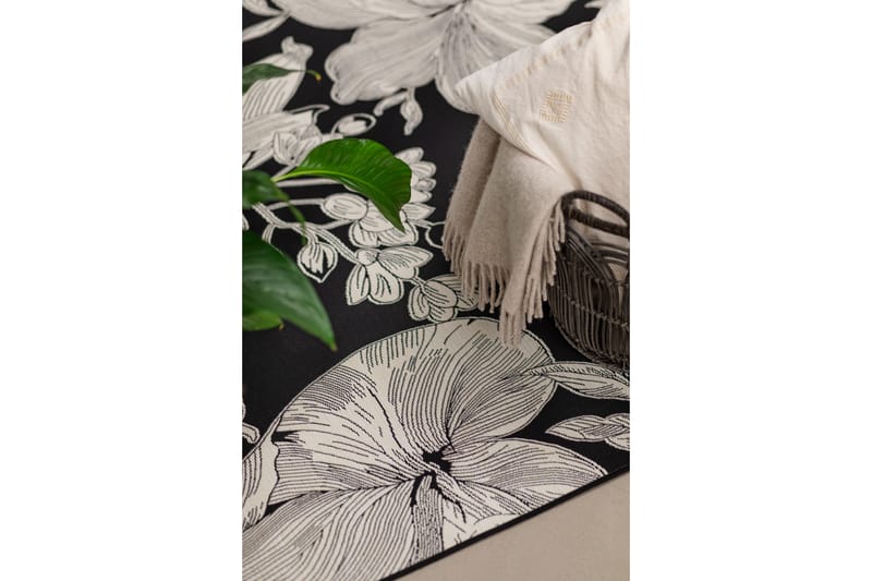Domani Flower Flatvevd Matte 160x230 cm - Svart - Tekstiler - Tepper & Matter - Flatvevde tepper