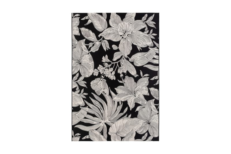 Domani Flower Flatvevd Matte 200x290 cm - Svart - Flatvevde tepper