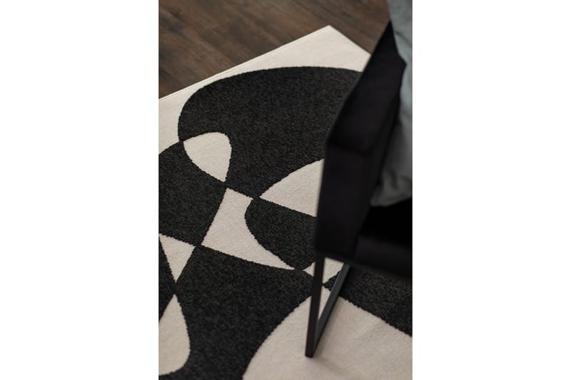 Venus Abstrakt Flatvevd Matte 160x230 cm - Hvit/Svart - Tekstiler - Tepper & Matter - Flatvevde tepper
