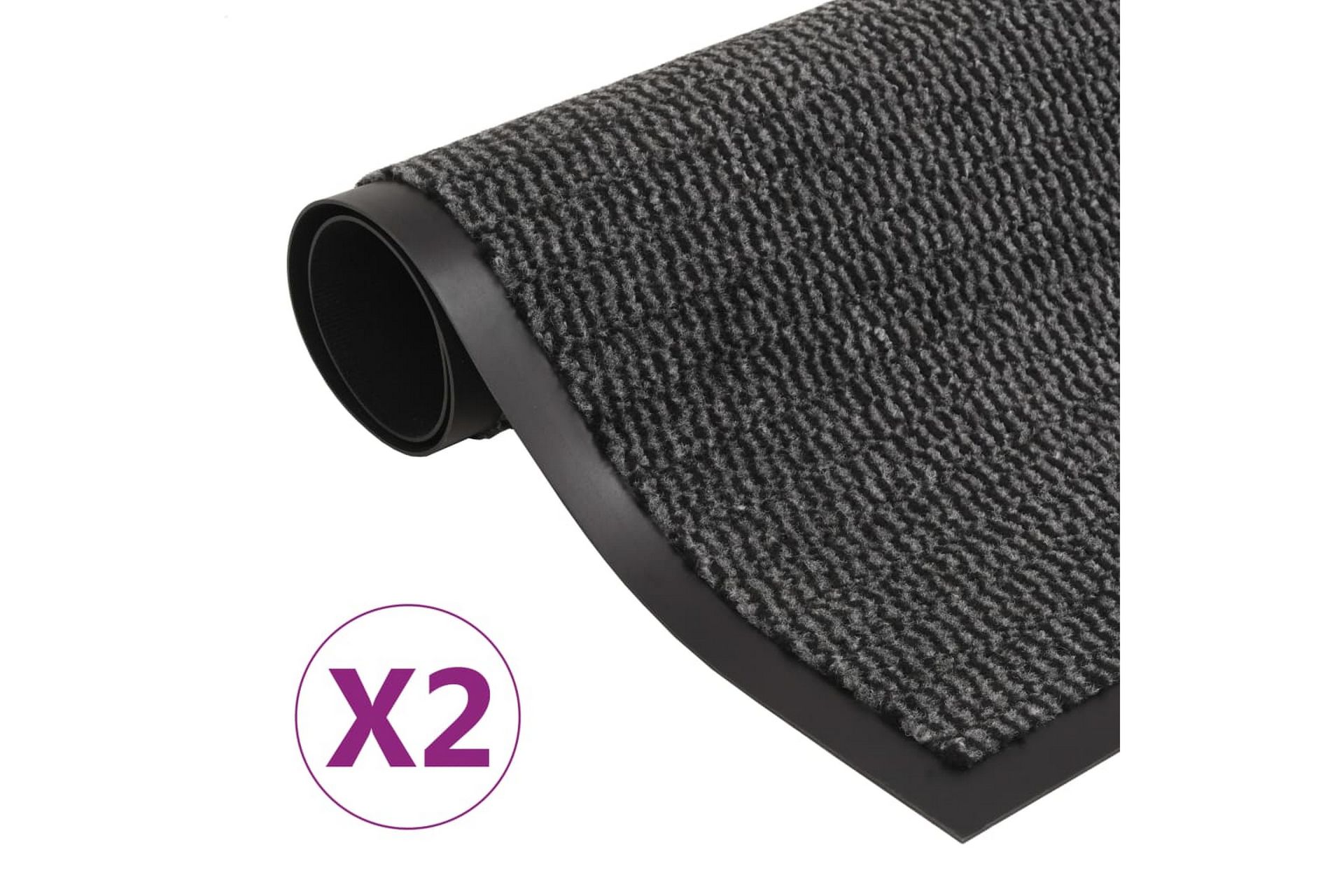 Støvkontroll dørmatter 2 stk rektangulr 60x90 cm antrasitt - Tekstiler - Tepper & Matter - Hall matte