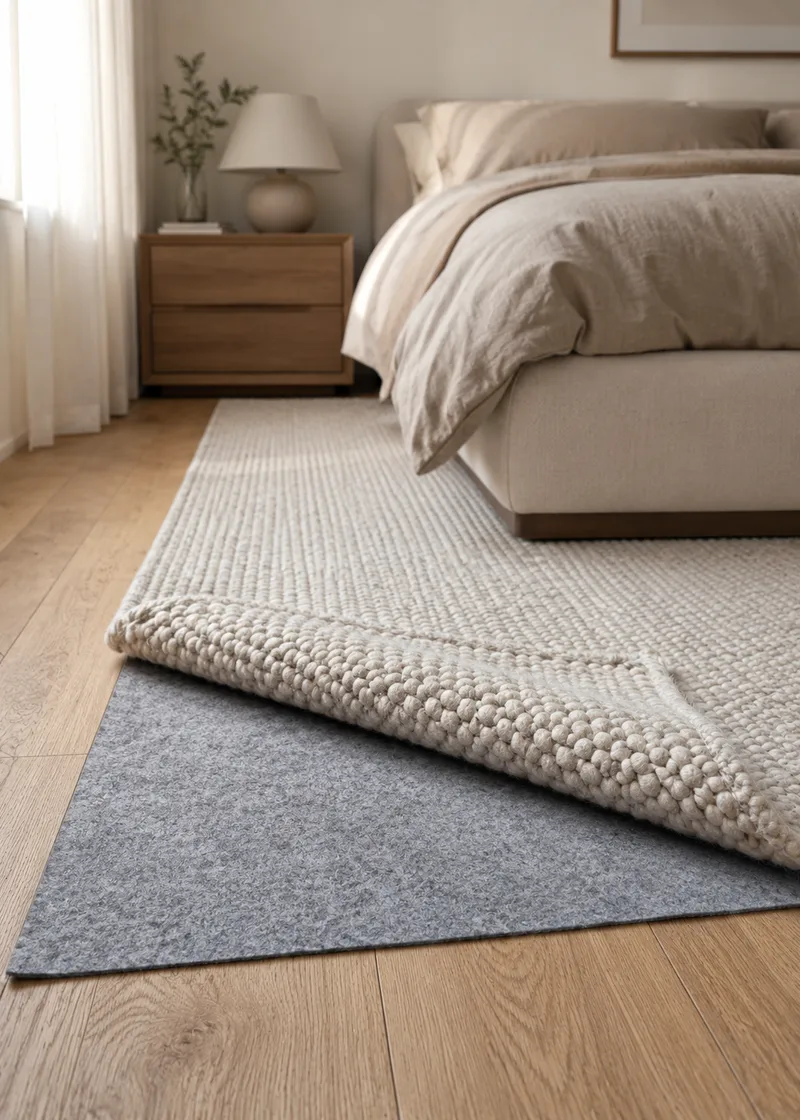 Maskinvevd teppe KM Home Antiskli filt 150x220 Grå - Grå - Tekstiler - Tepper & Matter