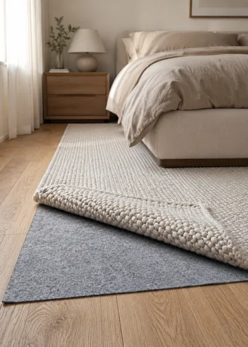 Maskinvevd teppe KM Home Antiskli filt 190x290 Grå - Grå - Tekstiler - Tepper & Matter