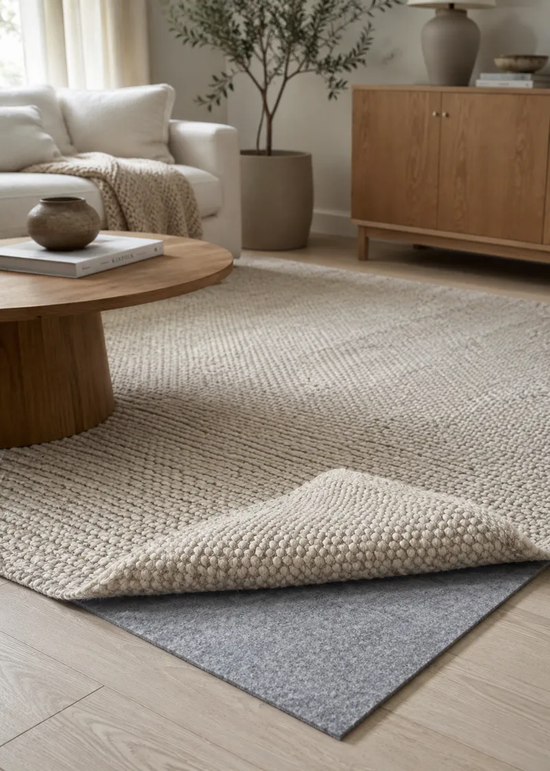 Maskinvevd teppe KM Home Antiskli filt 230x330 Grå, Grå