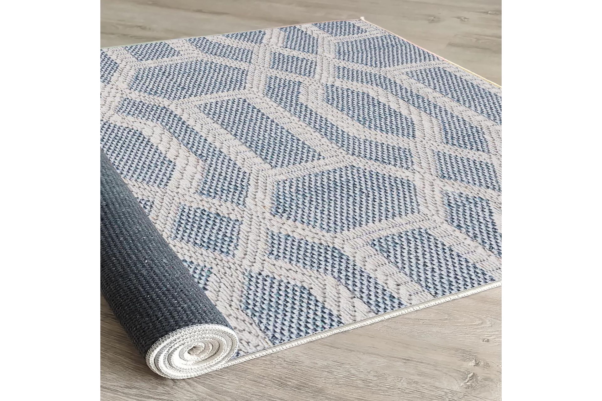 Sante Bomullsteppe 160x230 cm Rektangulær - Blå - Tekstiler - Tepper & Matter - Moderne tepper - Bomullstepper