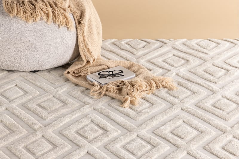 Pia Ryeteppe 160x230 cm - Hvit - Tekstiler - Tepper & Matter - Moderne tepper - Ryeteppe