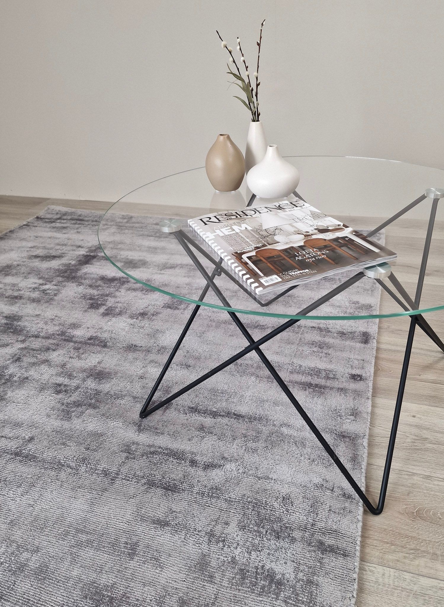 Tribeca Viskoseteppe 240x340 cm Rektangulær - Grå - Tekstiler - Tepper & Matter - Moderne tepper - Viskosematter