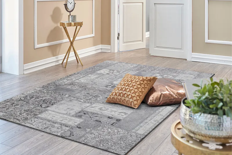 Patchwork Wiltonteppe 300x400 cm Rektangulær - Sølv - Tekstiler - Tepper & Matter - Moderne tepper - Friezematter