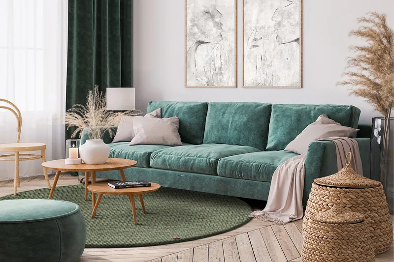 Torekov Ullteppe Rund 240 cm - Grønn - Tekstiler - Tepper & Matter - Moderne tepper - Ullteppe