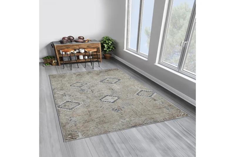 Sabrina Bomullsteppe 100x300 cm Rektangulær - Grå - Tekstiler - Tepper & Matter - Moderne tepper - Bomullstepper