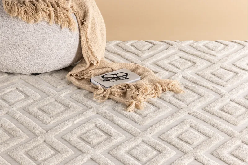 Pia Ryeteppe 200x290 cm - Hvit - Tekstiler - Tepper & Matter - Moderne tepper - Ryeteppe