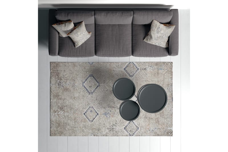 Sabrina Bomullsteppe 100x300 cm Rektangulær - Grå - Tekstiler - Tepper & Matter - Moderne tepper - Bomullstepper