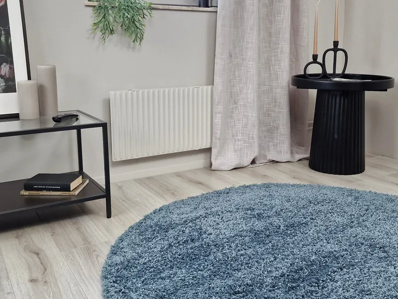 Lounge Ryeteppe Rundt 240 cm - Petrolblå - Tekstiler - Tepper & Matter - Moderne tepper - Ryeteppe