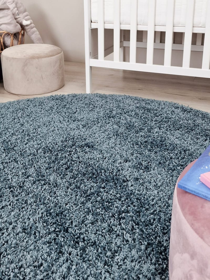 Lounge Ryeteppe Rundt 240 cm - Petrolblå - Tekstiler - Tepper & Matter - Moderne tepper - Ryeteppe