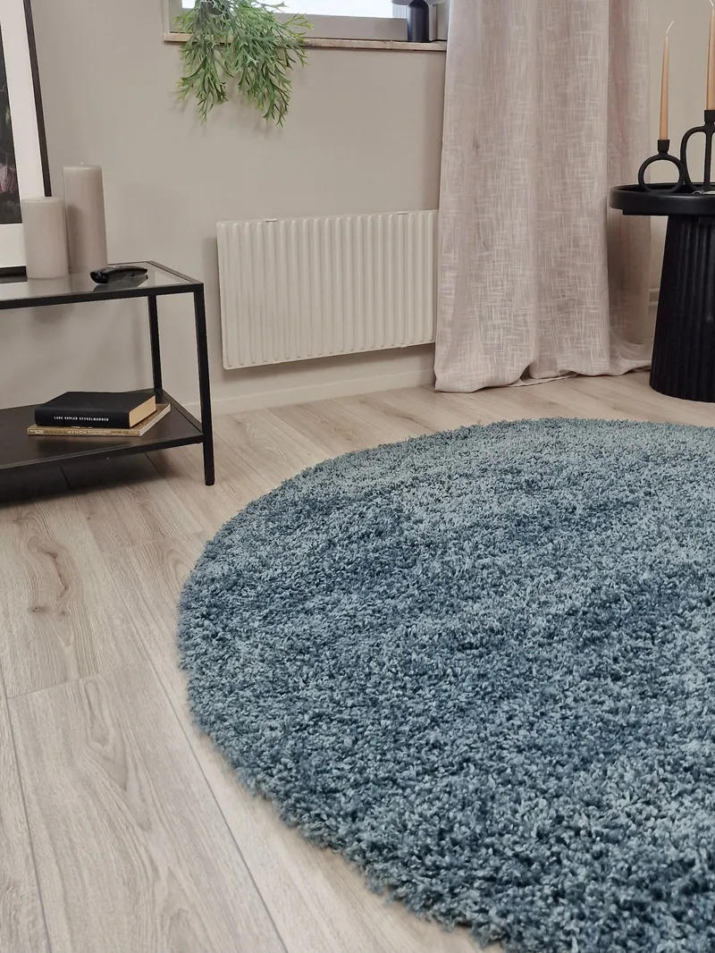 Lounge Ryeteppe Rundt 240 cm - Petrolblå - Tekstiler - Tepper & Matter - Moderne tepper - Ryeteppe