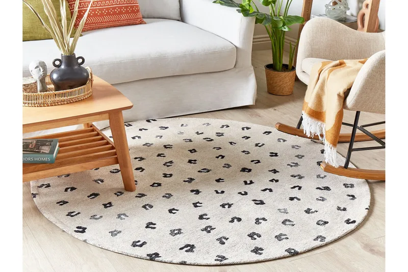 Afis Ryeteppe 140 cm Rund - Beige - Tekstiler - Tepper & Matter - Moderne tepper - Bomullstepper