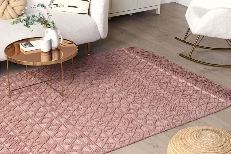 Alucra Ryeteppe 160x230 cm - Rosa - Tekstiler - Tepper & Matter - Moderne tepper - Ryeteppe