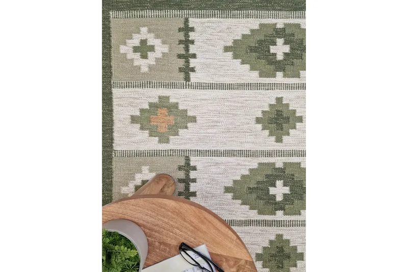 Arvika Ullteppe 200x300 cm Rektangulær - Grønn - Tekstiler - Tepper & Matter - Moderne tepper - Ullteppe