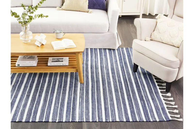 Bademli Ryeteppe 160x230 cm - Blå - Tekstiler - Tepper & Matter - Flatvevde tepper