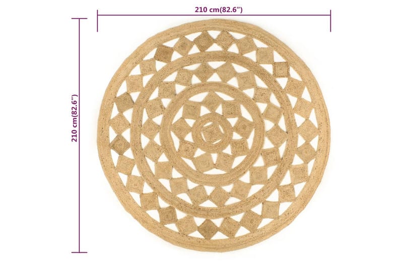 beBasic Håndlaget flettet juteteppe 210 cm - Brun - Sisaltepper - Jutematter & hampematter