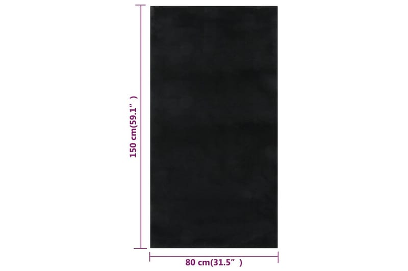 beBasic Vaskbart teppe mykt shaggy 80x150 cm sklisikkert svart - Svart - Wiltontepper - Friezematter