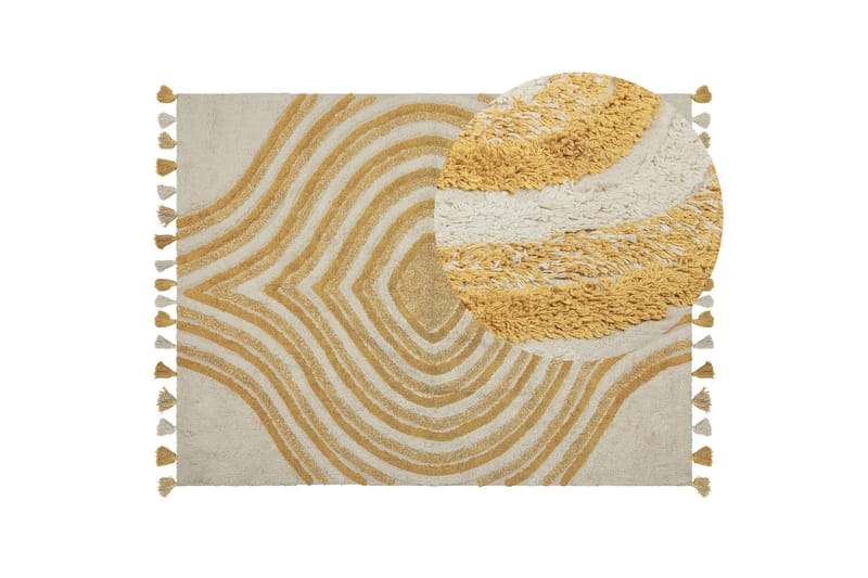 Bingol Ryeteppe 160x230 cm - Gul - Tekstiler - Tepper & Matter - Moderne tepper - Ryeteppe