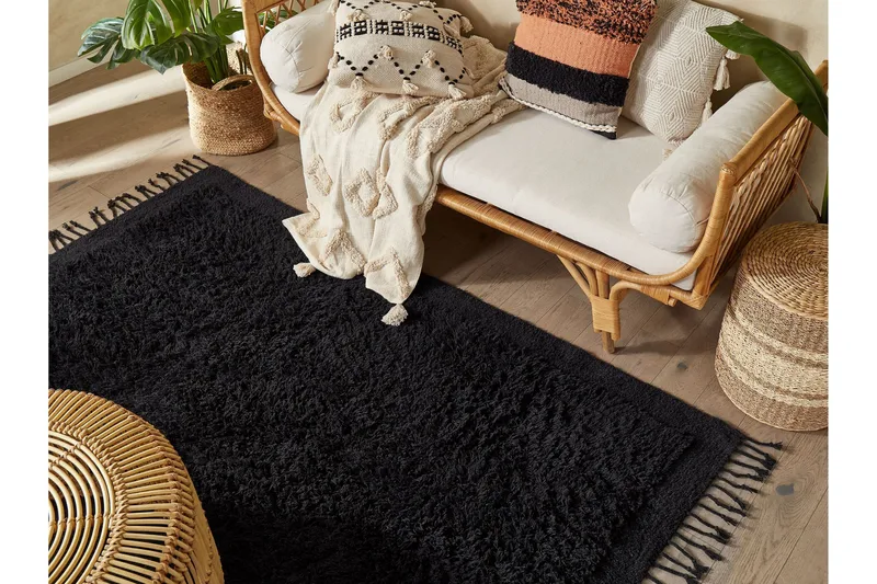 Bitlis Ryeteppe 140x200 cm - Svart - Tekstiler - Tepper & Matter - Moderne tepper - Bomullstepper