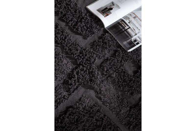 Hilma Bomullsmatte Rektangulær 200x300 cm - Mørkegrå - Bomullstepper