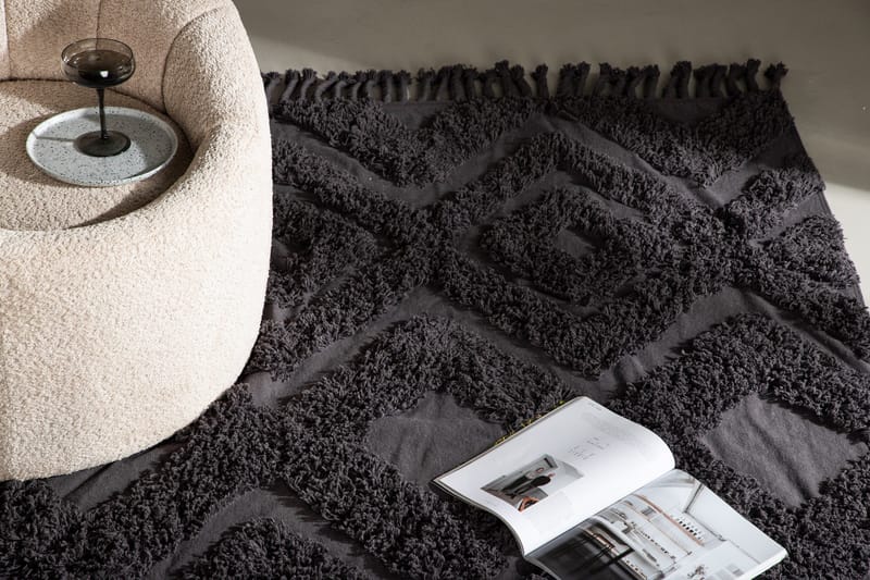 Hilma Bomullsmatte Rektangulær 250x350 cm - Mørkegrå - Tekstiler - Tepper & Matter - Moderne tepper - Bomullstepper