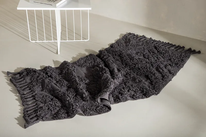 Hilma Bomullsmatte Rektangulær 70x200 cm - Mørkegrå - Tekstiler - Tepper & Matter - Moderne tepper - Bomullstepper