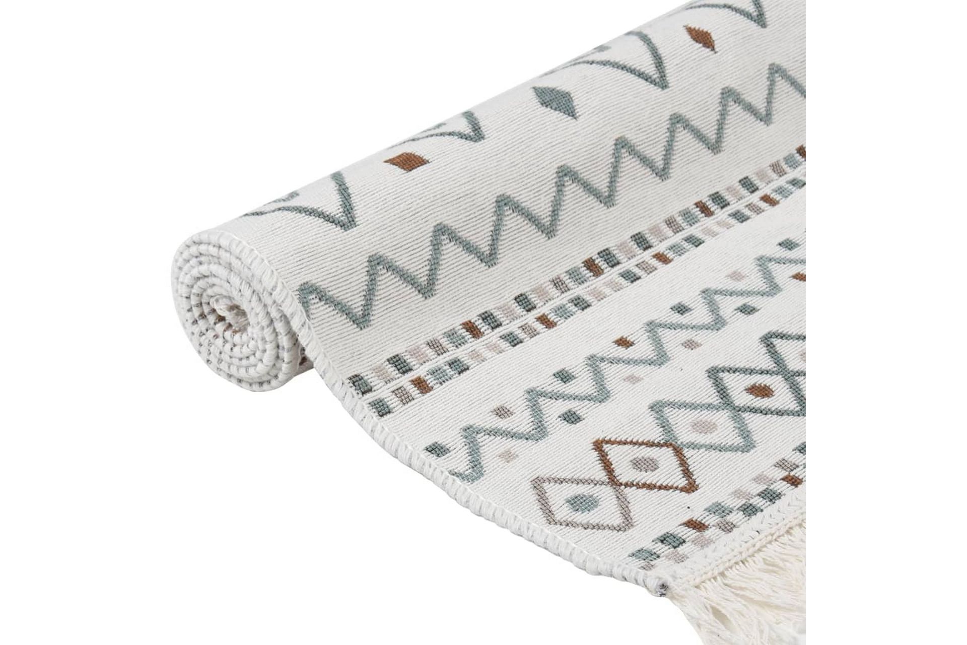 Teppe beige og blå 120x180 cm bomull - Beige - Tekstiler - Tepper & Matter - Moderne tepper - Bomullstepper