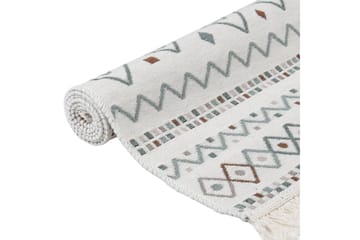 Teppe beige og blå 120x180 cm bomull - Beige - Tekstiler - Tepper & Matter - Moderne tepper - Bomullstepper