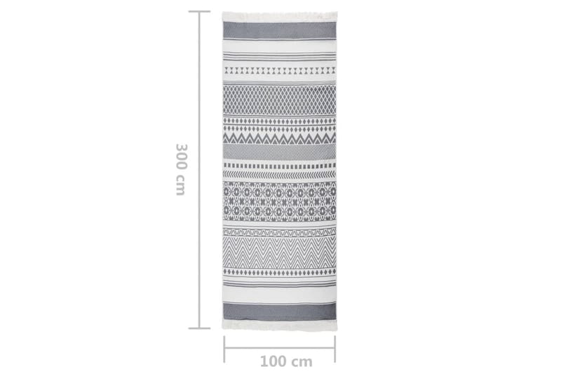 Teppe grå og hvit 100x300 cm bomull - Grå - Bomullstepper