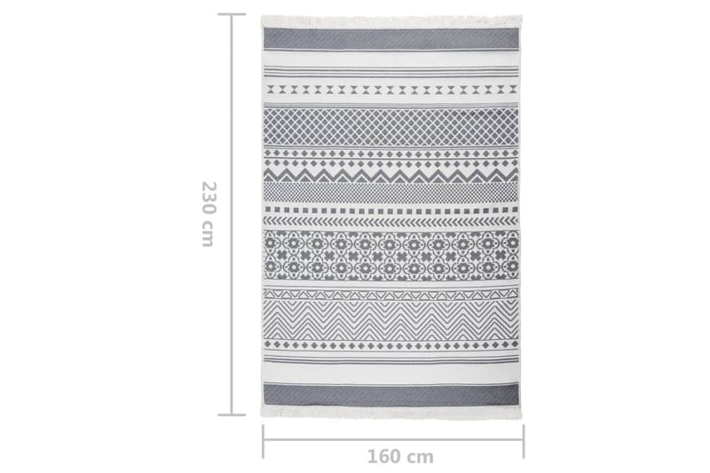 Teppe grå og hvit 160x230 cm bomull - Grå - Bomullstepper