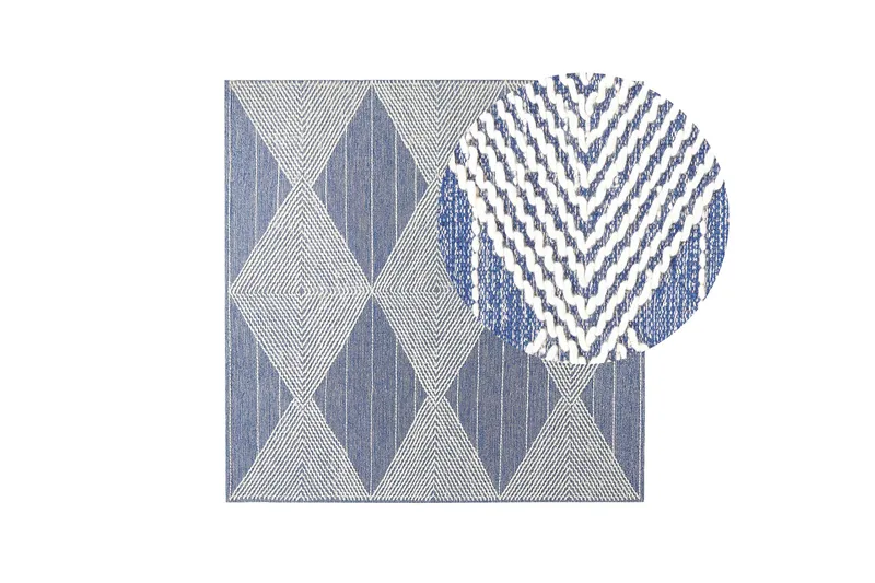 Datca Ullteppe 200x200 cm - Blå - Tekstiler - Tepper & Matter - Moderne tepper - Ullteppe