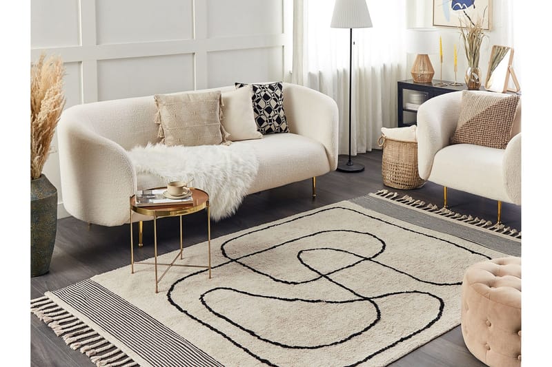 Dokuz Ryeteppe 140x200 cm - Beige - Tekstiler - Tepper & Matter - Moderne tepper - Ryeteppe