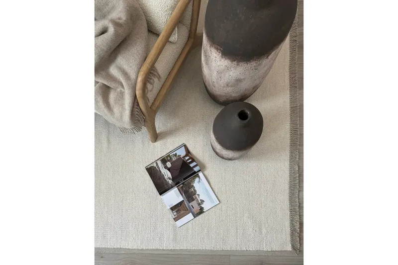 Eden Ullteppe 200x200 cm Kvadratisk - Creme - Tekstiler - Tepper & Matter - Moderne tepper - Ullteppe